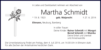 Anzeige von Martha Schmidt von MGO