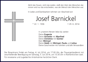 Anzeige von Josef Barnickel von MGO