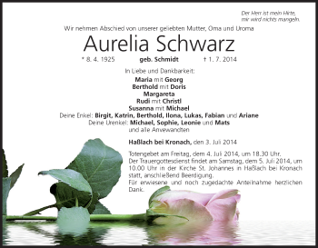 Anzeige von Aurelia Schwarz von MGO