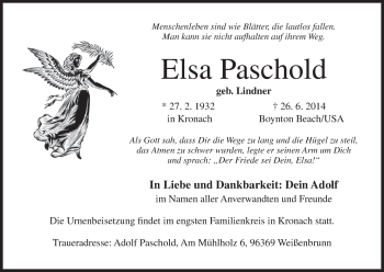 Anzeige von Elsa Paschold von MGO