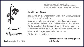 Anzeige von Michaela Weigmann von MGO