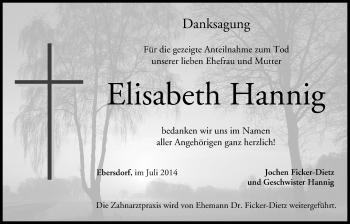 Anzeige von Elisabeth Hannig von MGO