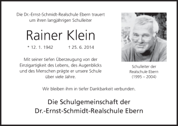 Anzeige von Rainer Klein von MGO