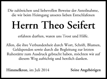 Anzeige von Theo Seifert von MGO