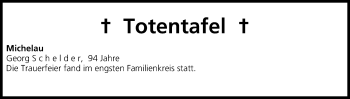 Anzeige von Totentafel vom 05.07.2014 von MGO