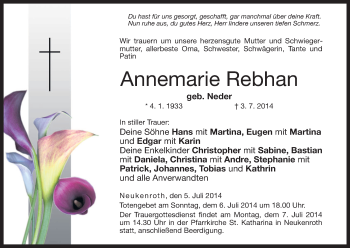 Anzeige von Annemarie Rebhan von MGO