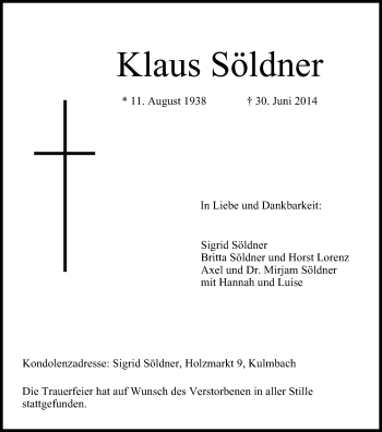 Anzeige von Klaus Söldner von MGO