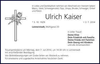 Anzeige von Ulrich Kaiser von MGO