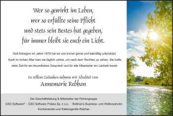 Anzeige von Annemarie Rebhan von MGO