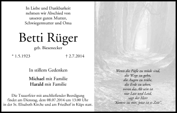 Anzeige von Betti Rüger von MGO