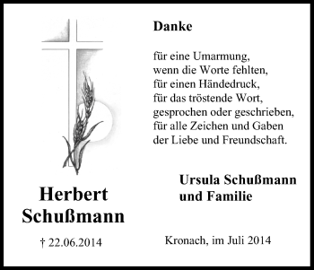 Anzeige von Herbert Schußmann von MGO