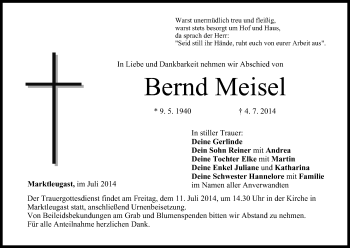 Anzeige von Bernd Meisel von MGO