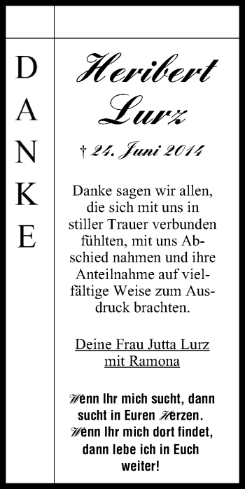 Anzeige von Heribert Lurz von MGO