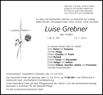 Anzeige von Luise Grebner von MGO