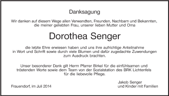 Anzeige von Dorothea Senger von MGO