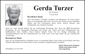 Anzeige von Gerda Turzer von MGO