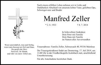 Anzeige von Manfred Zeller von MGO