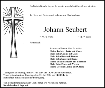 Anzeige von Johann Seubert von MGO