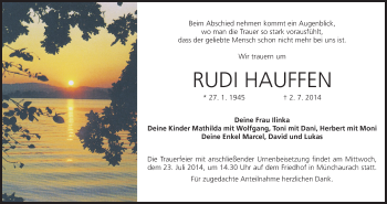 Anzeige von Rudi Hauffen von MGO
