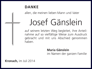 Anzeige von Josef Gänslein von MGO