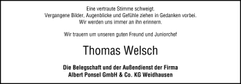 Anzeige von Thomas Welsch von MGO