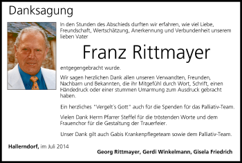 Anzeige von Franz Rittmayer von MGO