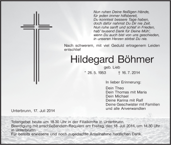 Anzeige von Hildegard Böhmer von MGO