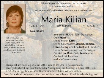 Anzeige von Maria Kilian von MGO