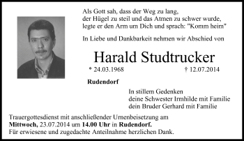 Anzeige von Harald Studtrucker von MGO