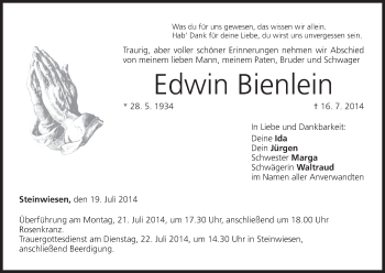 Anzeige von Edwin Bienlein von MGO