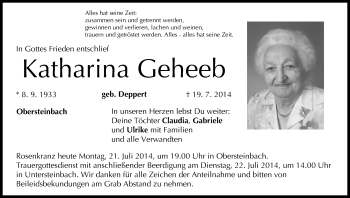 Anzeige von Katharina Geheeb von MGO