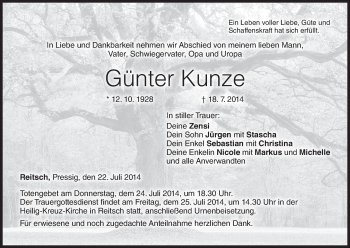 Anzeige von Günter Kunze von MGO