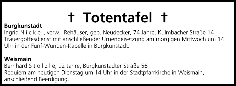  Traueranzeige für Totentafel vom 22.07.2014 vom 22.07.2014 aus MGO
