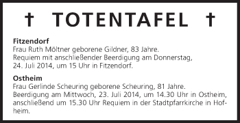Anzeige von Totentafel 23.07.2014 von MGO