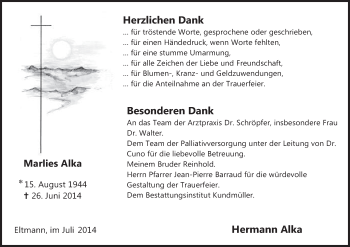 Anzeige von Marlies Alka von MGO