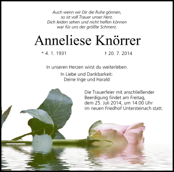 Anzeige von Anneliese Knörrer von MGO
