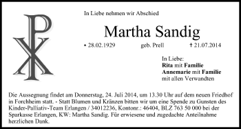 Anzeige von Martha Sandig von MGO