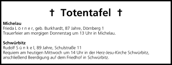 Anzeige von Totentafel 23.07.2014 von MGO