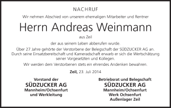 Anzeige von Andreas Weinmann von MGO