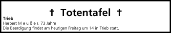 Anzeige von Totentafel vom 25.07.2014 von MGO