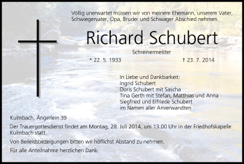 Anzeige von Richard Schubert von MGO