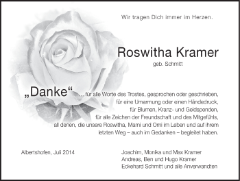 Anzeige von Roswitha Kramer von MGO