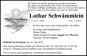 Anzeige von Lothar Schwämmlein von MGO