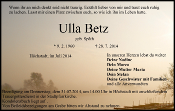 Anzeige von Ulla Betz von MGO