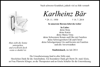 Anzeige von Karlheinz Bär von MGO