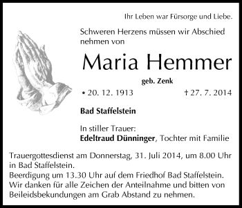 Anzeige von Maria Hemmer von MGO