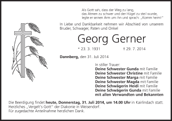 Anzeige von Georg Gerner von MGO