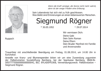 Anzeige von Siegmund Rögner von MGO