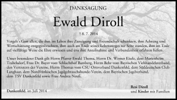 Anzeige von Ewald Diroll von MGO
