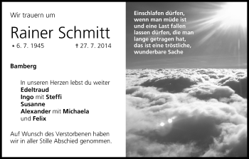 Anzeige von Rainer Schmitt von MGO